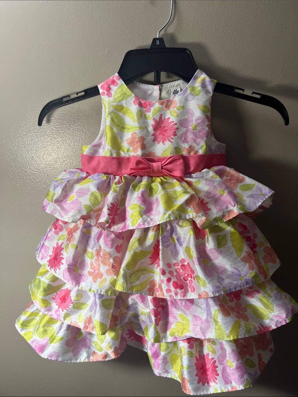 Cherokee Floral Tiered Dress with Pink Sash